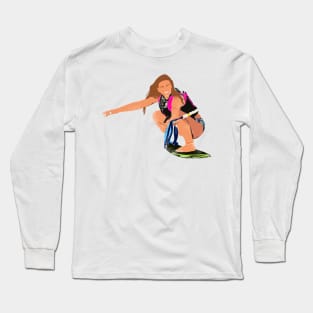 Wakesurfing Girl Light Brunette Long Sleeve T-Shirt